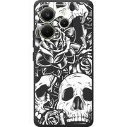 Чорний чохол BoxFace Xiaomi Redmi Note 14 4G EU version Skull and Roses