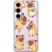 Прозорий чохол BoxFace Samsung Galaxy S25 с 3D-глазками Pug