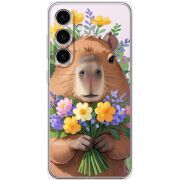 Прозорий чохол BoxFace Samsung Galaxy S25 Капибара з квітами