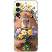 Прозорий чохол BoxFace Samsung Galaxy S25 Plus (S936) Капибара з квітами