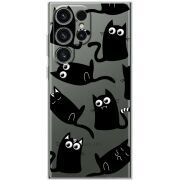 Прозорий чохол BoxFace Samsung Galaxy S25 Ultra с 3D-глазками Black Kitty