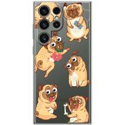 Прозорий чохол BoxFace Samsung Galaxy S25 Ultra с 3D-глазками Pug