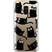 Прозрачный чехол Uprint Samsung A530 Galaxy A8 (2018) с 3D-глазками Black Kitty