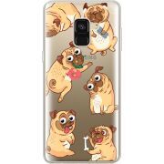 Прозрачный чехол Uprint Samsung A530 Galaxy A8 (2018) с 3D-глазками Pug