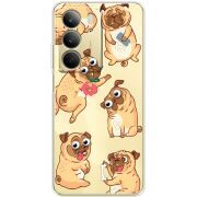 Прозорий чохол BoxFace Realme C75 с 3D-глазками Pug