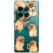 Прозорий чохол BoxFace OnePlus 12 с 3D-глазками Pug