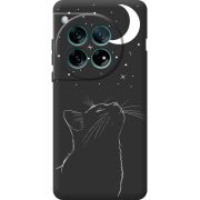 Чорний чохол BoxFace OnePlus 12 Місячний кіт