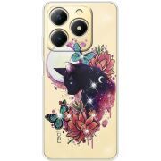 Чохол зі стразами Realme C61 Cat in Flowers