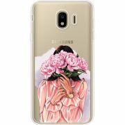 Прозрачный чехол Uprint Samsung J400 Galaxy J4 2018 Девушка с Пионами