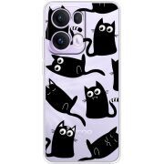 Прозорий чохол BoxFace OPPO Reno 13 Pro 5G с 3D-глазками Black Kitty