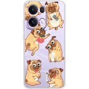 Прозорий чохол BoxFace OPPO Reno 13 Pro 5G с 3D-глазками Pug