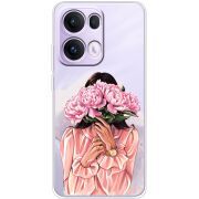 Прозорий чохол BoxFace OPPO Reno 13 Pro 5G Девушка с Пионами