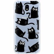 Прозрачный чехол Uprint Samsung J530 Galaxy J5 2017 с 3D-глазками Black Kitty