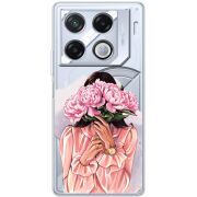 Прозрачный чехол BoxFace Infinix GT 20 Pro Девушка с Пионами