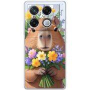 Прозрачный чехол BoxFace Infinix GT 20 Pro Капибара з квітами