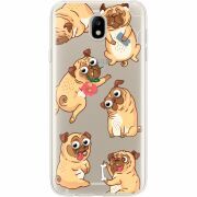 Прозрачный чехол Uprint Samsung J730 Galaxy J7 2017 с 3D-глазками Pug