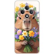 Прозорий чохол BoxFace OPPO Reno 12 FS Капибара з квітами