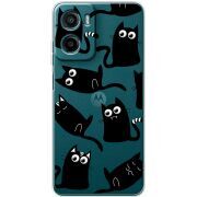 Прозорий чохол BoxFace Motorola G05 с 3D-глазками Black Kitty