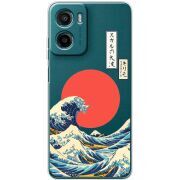 Прозорий чохол BoxFace Motorola G05 Большая волна в Канагаве