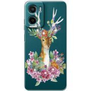 Чохол зі стразами Motorola G05 Deer with flowers