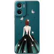 Чохол зі стразами Motorola G05 Girl in the green dress