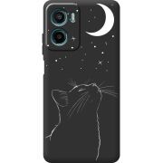 Чорний чохол BoxFace Motorola G05 Місячний кіт