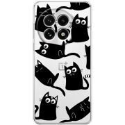 Прозорий чохол BoxFace OnePlus 13 с 3D-глазками Black Kitty