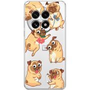 Прозорий чохол BoxFace OnePlus 13 с 3D-глазками Pug