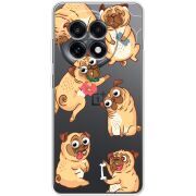 Прозорий чохол BoxFace OnePlus 13R с 3D-глазками Pug