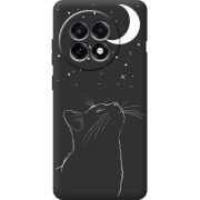 Чорний чохол BoxFace OnePlus 13R Місячний кіт