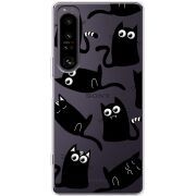 Прозорий чохол BoxFace Sony Xperia 1 IV с 3D-глазками Black Kitty