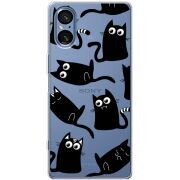 Прозорий чохол BoxFace Sony Xperia 5 V с 3D-глазками Black Kitty