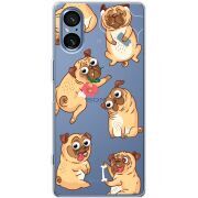 Прозорий чохол BoxFace Sony Xperia 5 V с 3D-глазками Pug
