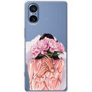 Прозорий чохол BoxFace Sony Xperia 5 V Девушка с Пионами
