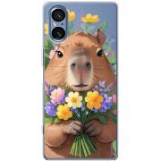 Прозорий чохол BoxFace Sony Xperia 5 V Капибара з квітами