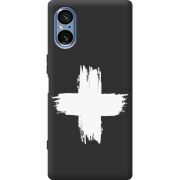 Чорний чохол BoxFace Sony Xperia 5 V Білий хрест ЗСУ