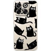 Прозорий чохол BoxFace Nubia V70 с 3D-глазками Black Kitty