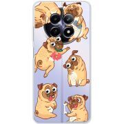 Прозорий чохол BoxFace Realme 13 5G с 3D-глазками Pug