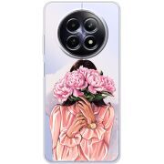 Прозорий чохол BoxFace Realme 13 5G Девушка с Пионами