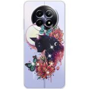 Чохол зі стразами Realme 13 5G Cat in Flowers