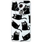 Прозорий чохол BoxFace Tecno Spark 30 4G с 3D-глазками Black Kitty
