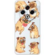 Прозорий чохол BoxFace Tecno Spark 30 4G с 3D-глазками Pug