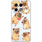 Прозорий чохол BoxFace Tecno Spark 30 Pro 4G с 3D-глазками Pug