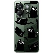 Прозорий чохол BoxFace Poco M7 Pro 5G с 3D-глазками Black Kitty
