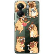 Прозорий чохол BoxFace Poco M7 Pro 5G с 3D-глазками Pug