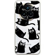Прозорий чохол BoxFace Realme 14 Pro Plus с 3D-глазками Black Kitty