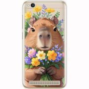 Прозрачный чехол Uprint Xiaomi Redmi 5A Капибара з квітами