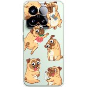 Прозорий чохол BoxFace Xiaomi 15 с 3D-глазками Pug