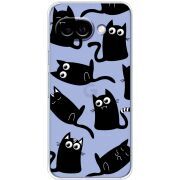 Прозорий чохол BoxFace Google Pixel 9A с 3D-глазками Black Kitty