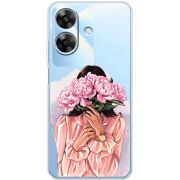 Прозорий чохол BoxFace Realme Note 60x Девушка с Пионами